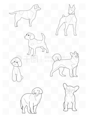 宠物美容造型素描图